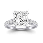 Holly Moissanite Matching Band Only (does Not Include Engagement Ring) For Ring With Princess Center whitegold