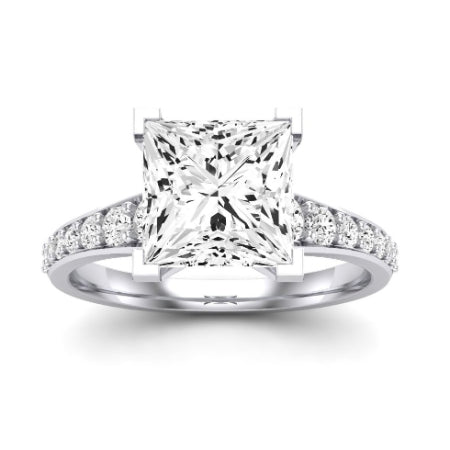 Holly Moissanite Matching Band Only (does Not Include Engagement Ring) For Ring With Princess Center whitegold
