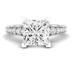 Holly Moissanite Matching Band Only (does Not Include Engagement Ring) For Ring With Princess Center whitegold