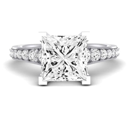 Holly Moissanite Matching Band Only (does Not Include Engagement Ring) For Ring With Princess Center whitegold