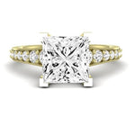Holly Moissanite Matching Band Only (does Not Include Engagement Ring) For Ring With Princess Center yellowgold