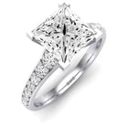 Holly Moissanite Matching Band Only (does Not Include Engagement Ring) For Ring With Princess Center whitegold