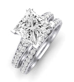 Holly Moissanite Matching Band Only (does Not Include Engagement Ring) For Ring With Princess Center whitegold