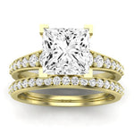 Holly Moissanite Matching Band Only (does Not Include Engagement Ring) For Ring With Princess Center yellowgold