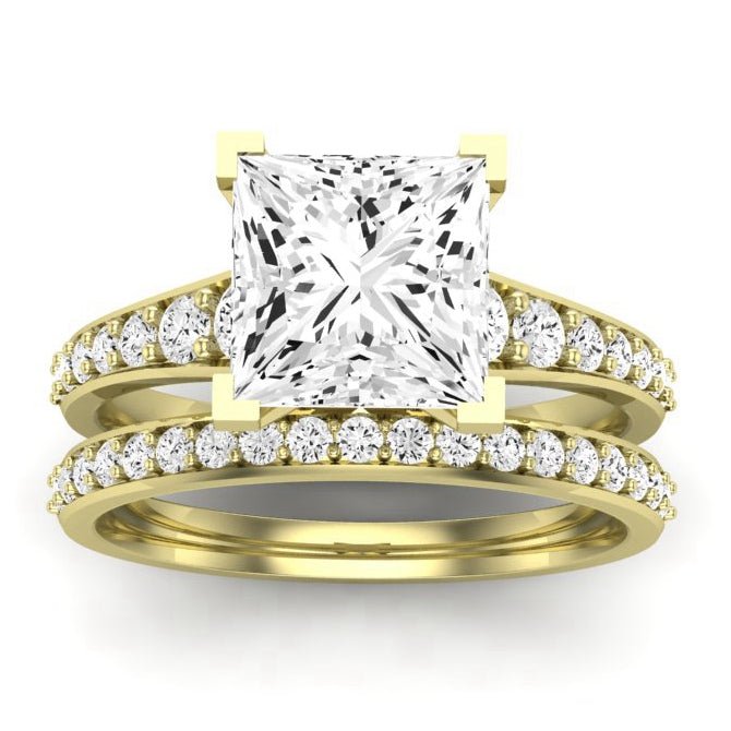 Holly Moissanite Matching Band Only (does Not Include Engagement Ring) For Ring With Princess Center yellowgold