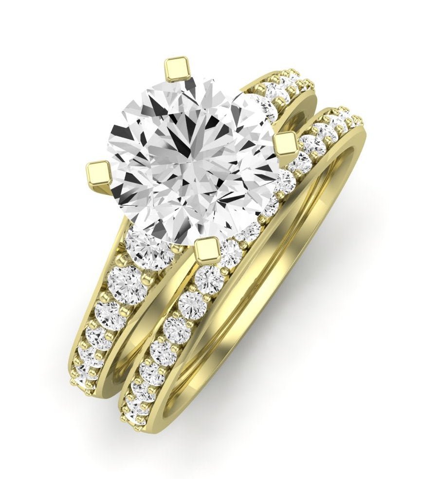 Holly Moissanite Matching Band Only (does Not Include Engagement Ring) For Ring With Round Center yellowgold