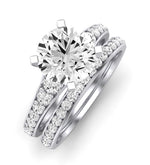 Holly Moissanite Matching Band Only (does Not Include Engagement Ring) For Ring With Round Center whitegold