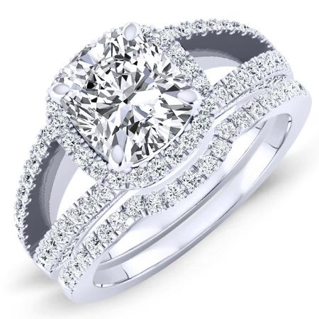 Honesty Cushion Moissanite Bridal Set whitegold