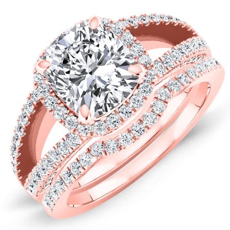 Honesty Diamond Matching Band Only (engagement Ring Not Included) For Ring With Cushion Center rosegold