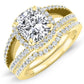 Honesty Diamond Matching Band Only (engagement Ring Not Included) For Ring With Cushion Center yellowgold