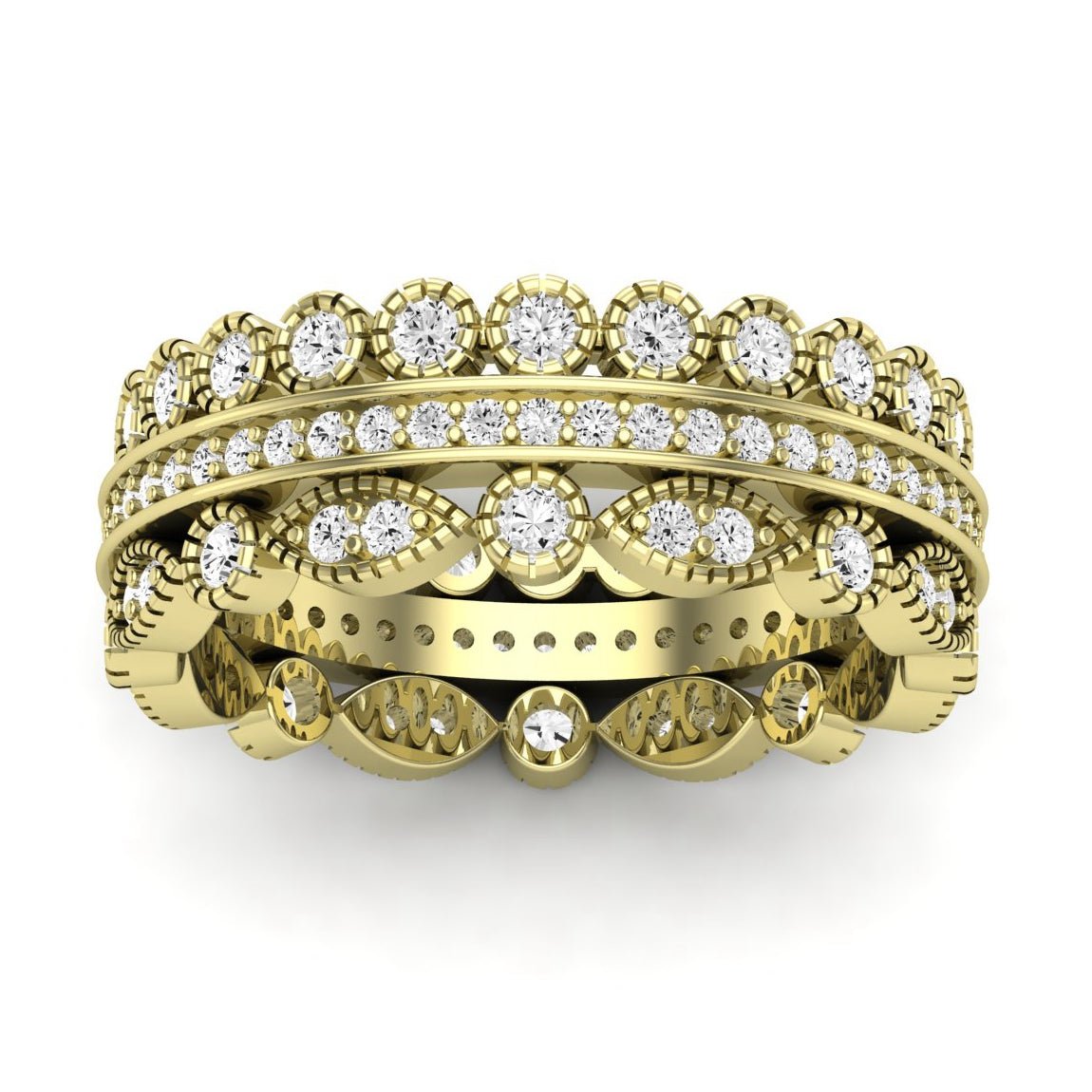 Honey Round Cut Moissanite Eternity Band yellowgold