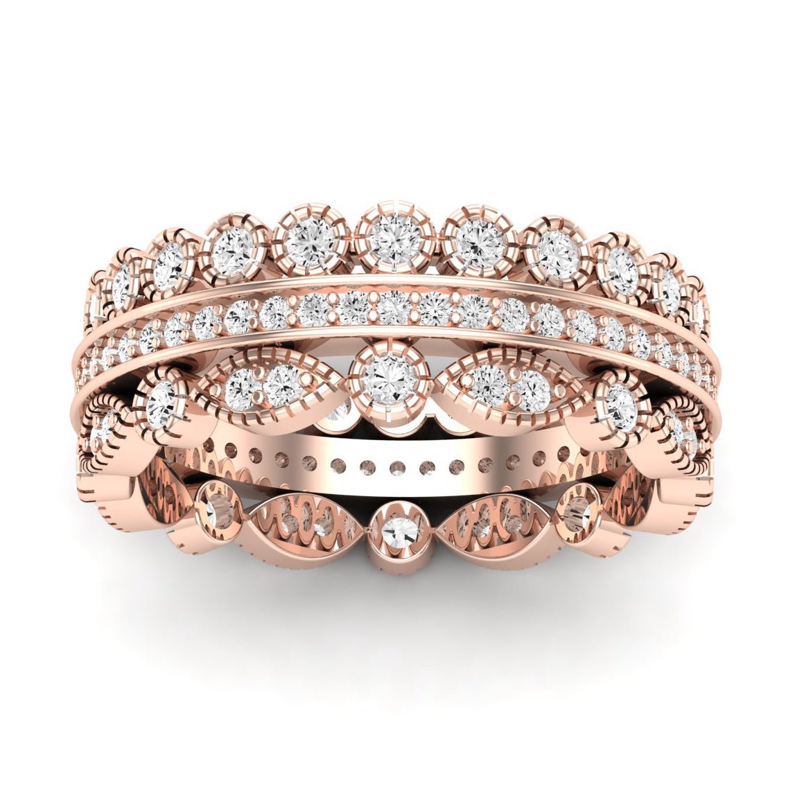 Honey Round Cut Moissanite Eternity Band rosegold