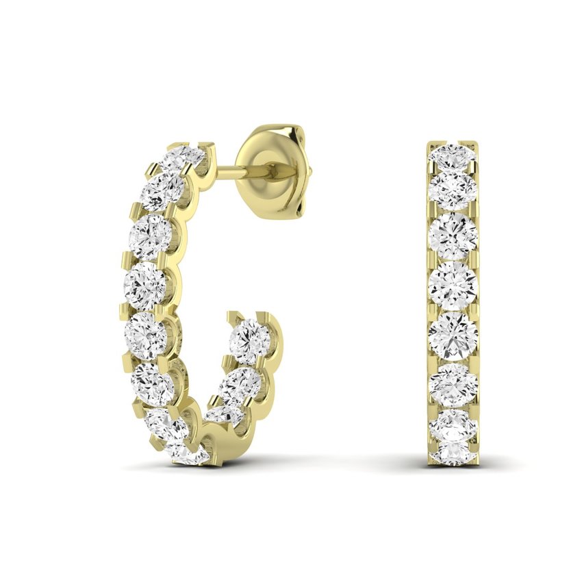 Layton Round Cut Diamond Halo Earrings (Clarity Enhanced) yellowgold