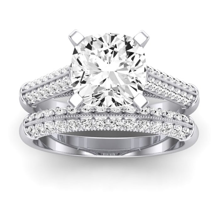 Iberis Diamond Matching Band Only (does Not Include Engagement Ring) For Ring With Cushion Center whitegold