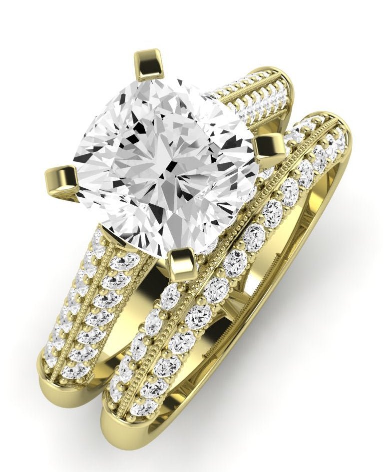 Iberis Diamond Matching Band Only (does Not Include Engagement Ring) For Ring With Cushion Center yellowgold