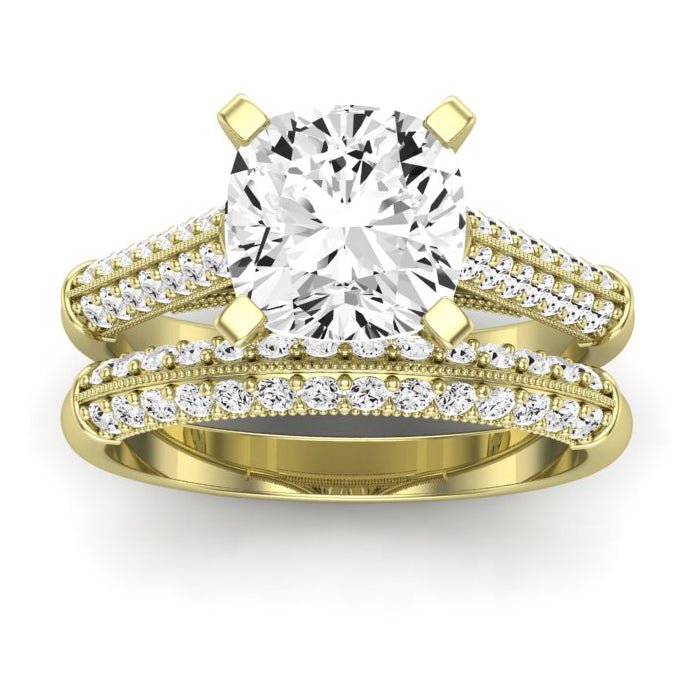 Iberis Diamond Matching Band Only (does Not Include Engagement Ring) For Ring With Cushion Center yellowgold