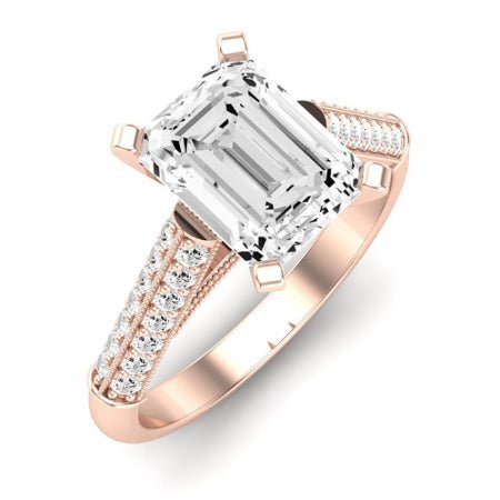 Iberis Diamond Matching Band Only (does Not Include Engagement Ring) For Ring With Emerald Center rosegold