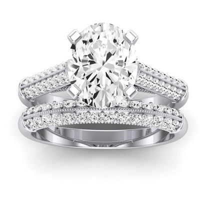 Iberis Diamond Matching Band Only (does Not Include Engagement Ring) For Ring With Oval Center whitegold