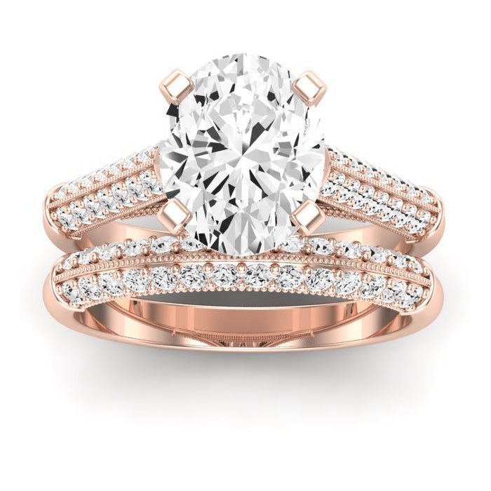 Iberis Diamond Matching Band Only (does Not Include Engagement Ring) For Ring With Oval Center rosegold