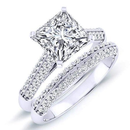1.00 ct - Iberis - GIA Natural Princess Diamond Bridal Set
