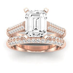 Iberis Diamond Matching Band Only (does Not Include Engagement Ring) For Ring With Emerald Center rosegold