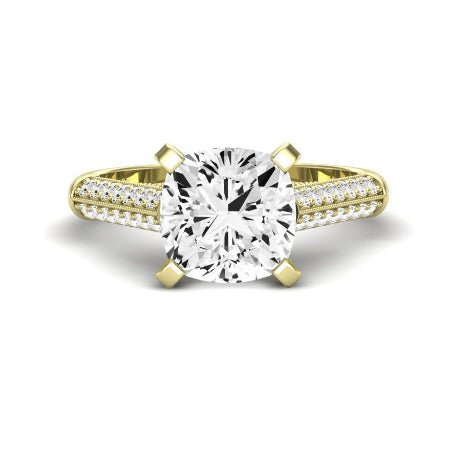 Iberis Moissanite Matching Band Only (does Not Include Engagement Ring) For Ring With Cushion Center yellowgold