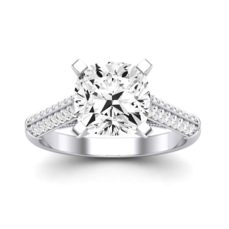 Iberis Moissanite Matching Band Only (does Not Include Engagement Ring) For Ring With Cushion Center whitegold