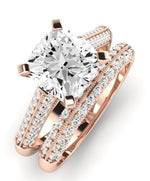 Iberis Moissanite Matching Band Only (does Not Include Engagement Ring) For Ring With Cushion Center rosegold
