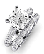 Iberis Moissanite Matching Band Only (does Not Include Engagement Ring) For Ring With Cushion Center whitegold