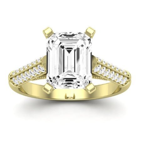 Iberis Moissanite Matching Band Only (does Not Include Engagement Ring) For Ring With Emerald Center yellowgold