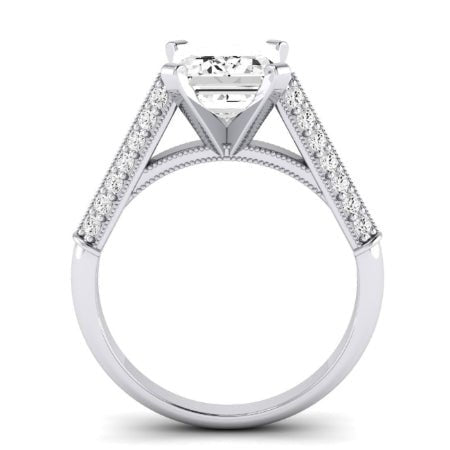 Iberis Moissanite Matching Band Only (does Not Include Engagement Ring) For Ring With Emerald Center whitegold