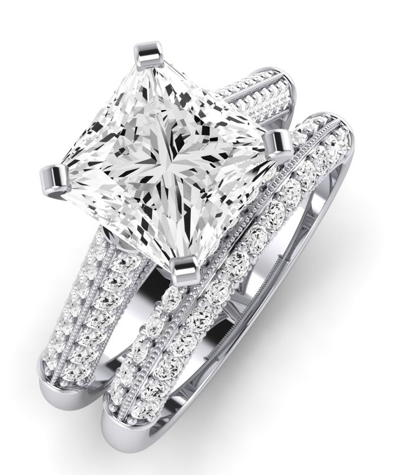 Iberis Moissanite Matching Band Only (does Not Include Engagement Ring) For Ring With Princess Center whitegold
