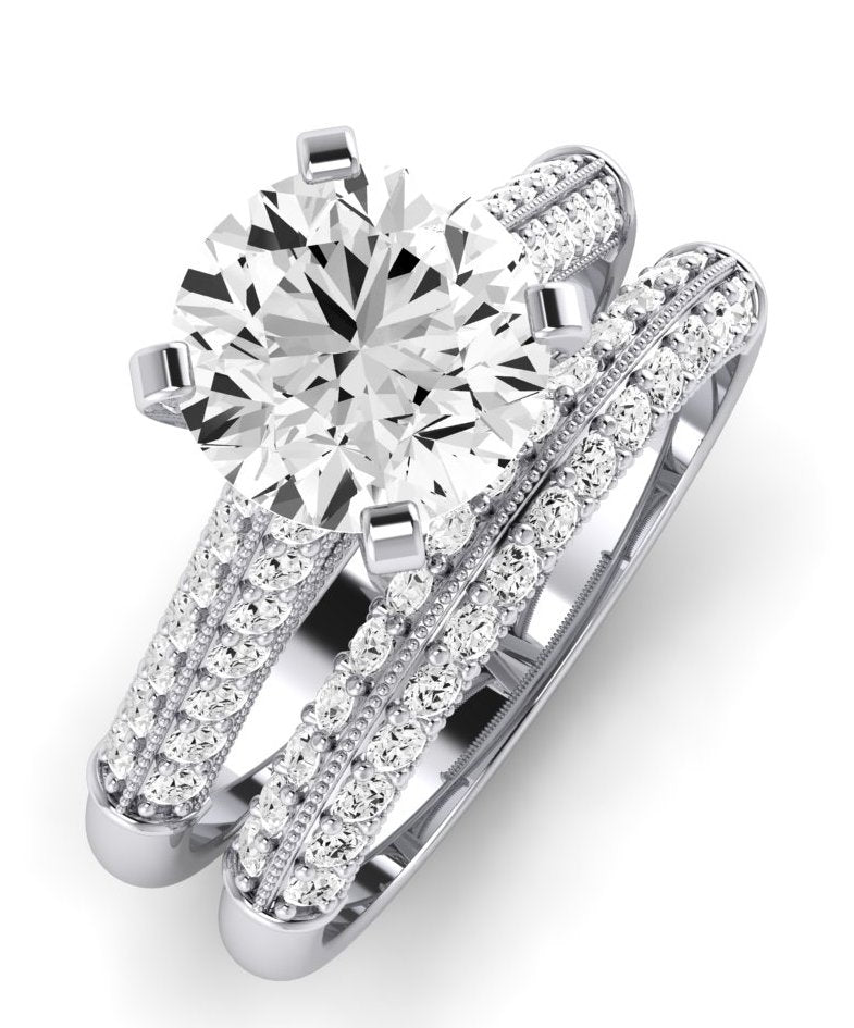 Iberis Moissanite Matching Band Only (does Not Include Engagement Ring) For Ring With Round Center whitegold