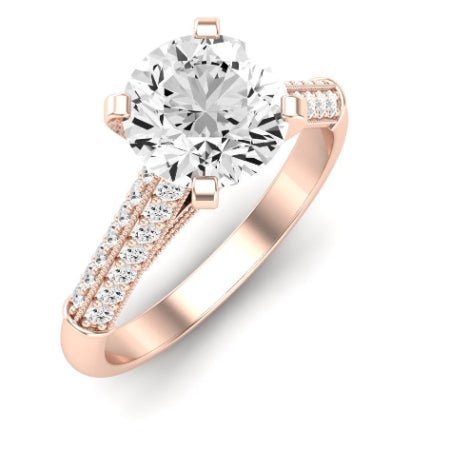 Iberis Moissanite Matching Band Only (does Not Include Engagement Ring) For Ring With Round Center rosegold
