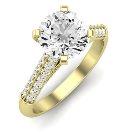 Iberis Moissanite Matching Band Only (does Not Include Engagement Ring) For Ring With Round Center yellowgold