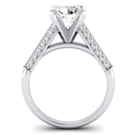 Iberis Moissanite Matching Band Only (does Not Include Engagement Ring) For Ring With Round Center whitegold