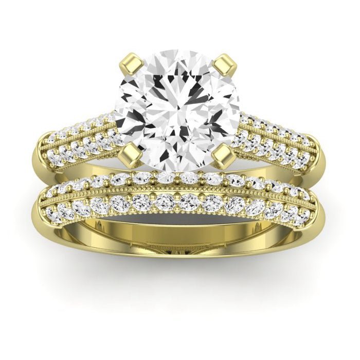 Iberis Moissanite Matching Band Only (does Not Include Engagement Ring) For Ring With Round Center yellowgold