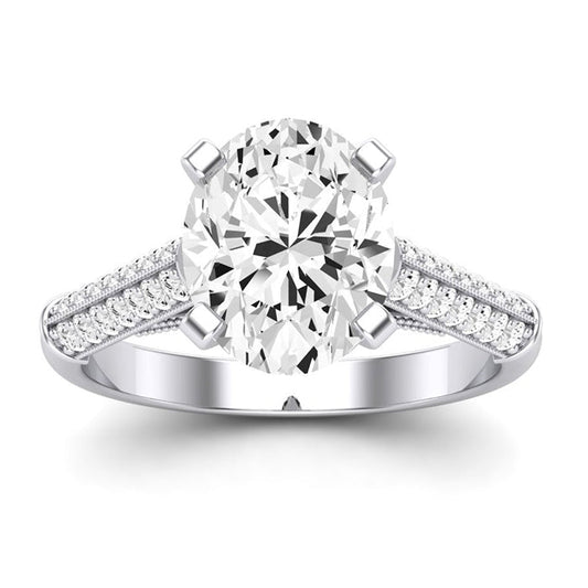 Iberis Oval Moissanite Engagement Ring whitegold