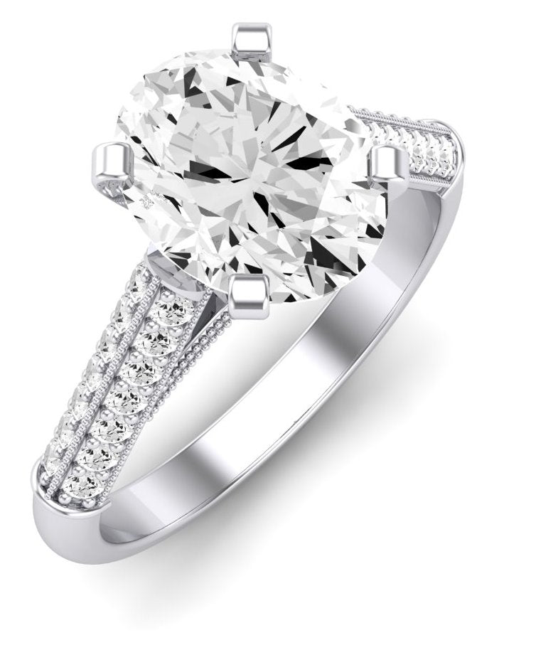 Iberis Oval Moissanite Engagement Ring whitegold