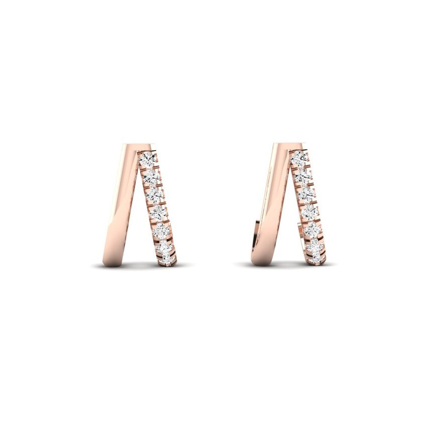 Ilana Split Huggie Moissanite Stud Earrings rosegold