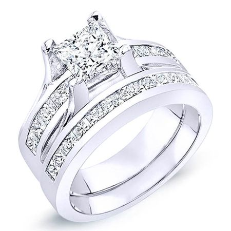 1.00 ct - Ilima - GIA Natural Princess Diamond Bridal Set