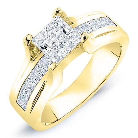 Ilima Diamond Matching Band Only (engagement Ring Not Included) For Ring With Princess Center yellowgold