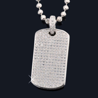 0.60ct TCW Iced Out Dog Tag Diamond Charm Men's Pendant (Pendant Only. Chain Not Included)