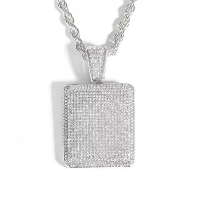 1.75ct TCW Iced Out Dog Tag Diamond Charm Men's Pendant (Pendant Only. Chain Not Included)