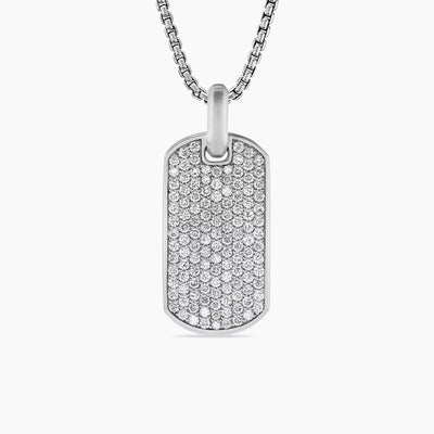 0.40ct TCW Dog Tag Diamond Charm Men's Pendant (Pendant Only. Chain Not Included)