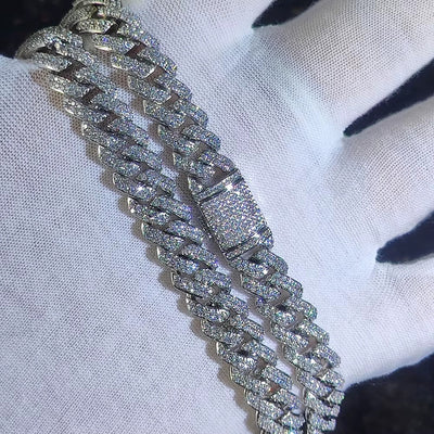 16ct TCW Iced Out Diamond Cuban Link Chain Necklace