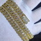 16ct TCW Iced Out Diamond Cuban Link Chain Necklace (14K Yellow Gold)