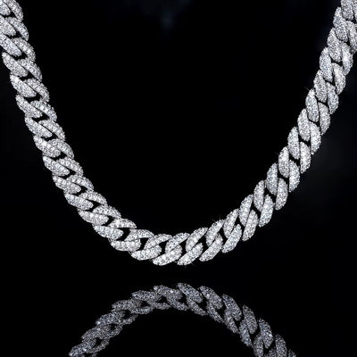 12ct TCW Iced Out Moissanite Cuban Link Chain Necklace