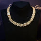 19ct TCW  Iced Out Diamond Cuban Link Chain Necklace (14K Yellow Gold)