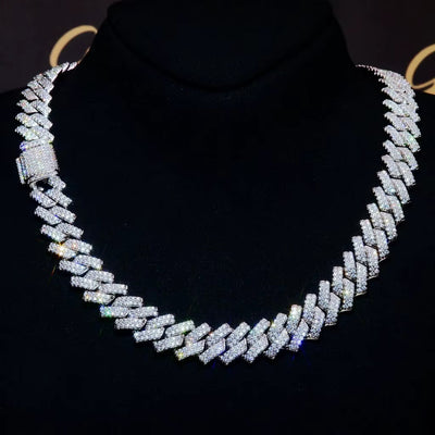 12ct TCW Iced Out Diamond Cuban Link Chain Necklace